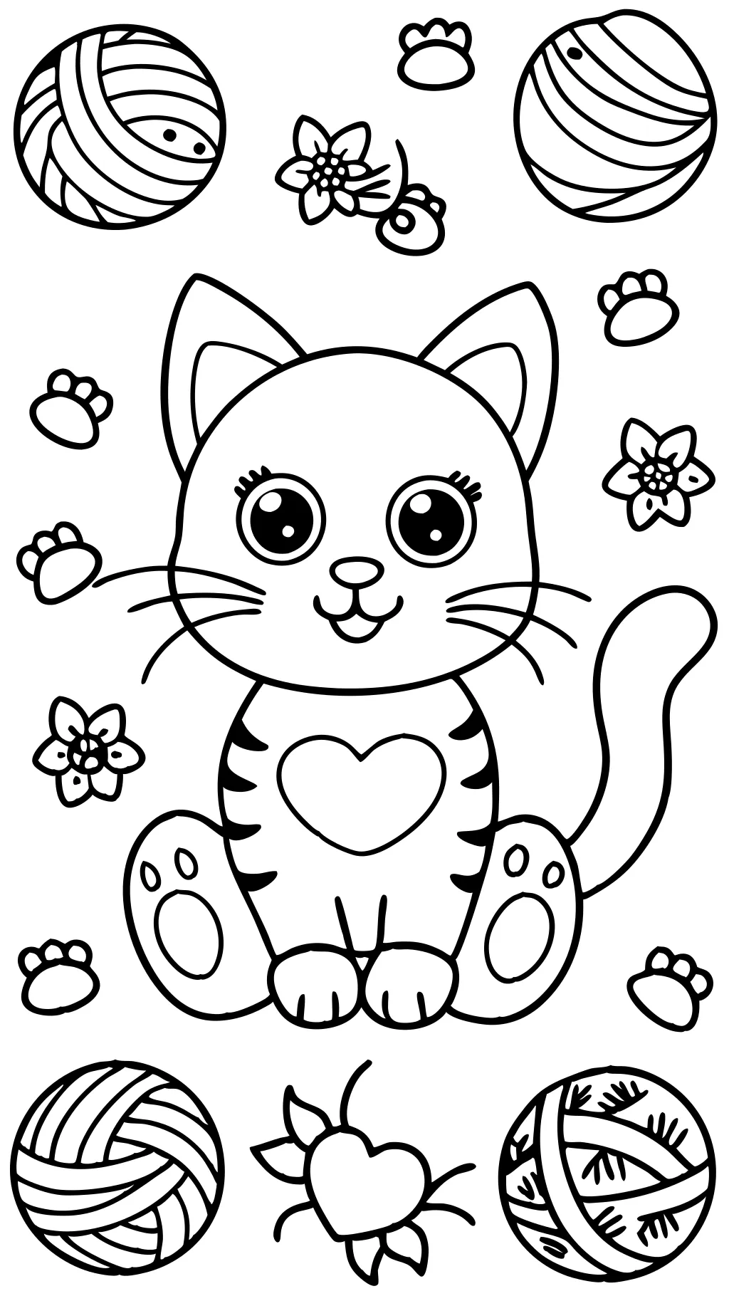 cat and kittens coloring pages